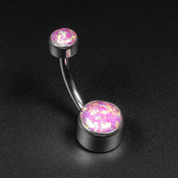 Internally Threaded Grade Titanium Bezel Pink Gem Belly Ring Internally Threaded Grade Titanium Bezel Pink Gem Belly Ring