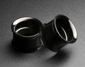 Black PVD Double Flare Screw Fit Tunnel (Internally Threaded) | 316L Surgical Steel Ear Gauges For Stretched Ears | Flesh Tunnels