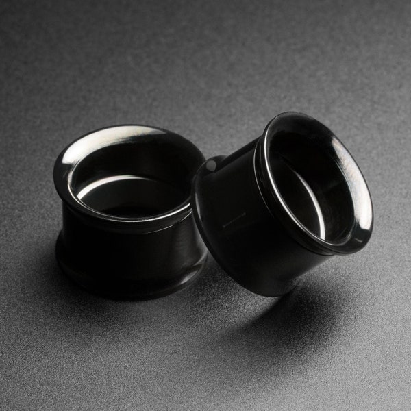 Black PVD Double Flare Screw Fit Tunnel (Internally Threaded) | 316L Surgical Steel Ear Gauges For Stretched Ears | Flesh Tunnels