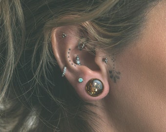 Tunnel Per Lobe Neri Coppia Di Tappi Per Orecchie In Acrilico Nero - Foto 9