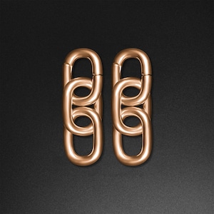 Triple Cable Chain Rose Gold PVD Magnetic Ear Weight | Ear Weight Gauges For Stretched Ears | Mirror Polish | Ear Lobe Hangers