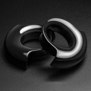 Lobe Cuff Black PVD Double Flare Tunnel | 316L Surgical Steel Ear Gauges For Stretched Ears | Ear Stretchers | Flesh Tunnels ***No TARIFFS!