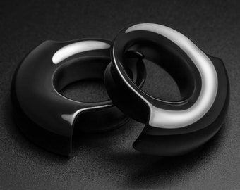 Lobe Cuff Black PVD Double Flare Tunnel | 316L Surgical Steel Ear Gauges For Stretched Ears | Ear Stretchers | Flesh Tunnels ***No TARIFFS!
