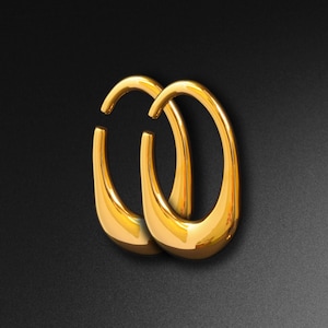 Oval Gold PVD Surgical Steel Ear Weight | Ear Weight Gauges For Stretched Ears | Mirror Polish | Ear Lobe Hangers