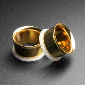 Gold PVD Single Flare Tunnel | 316L Surgical Steel Ear Gauges For Stretched Ears | Ear Stretchers | Flesh Tunnels ***No TARIFFS!