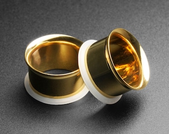 Gold PVD Single Flare Tunnel | 316L Surgical Steel Ear Gauges For Stretched Ears | Ear Stretchers | Flesh Tunnels ***No TARIFFS!