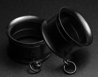 Design Your Own Dangles Black PVD Internally Threaded Double Flare Tunnels | 316L Surgical Steel Ear Gauges For Stretched Ears|Flesh Tunnels