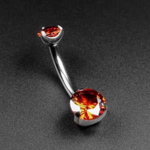 Double Red Jewelled Internally Threaded Titanium Belly Bar | Titanium Belly Bars | Belly Button Navel Jewelry | Mirror Polish Belly Ring
