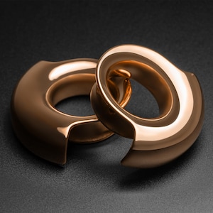 Lobe Cuff Rose Gold PVD Double Flare Tunnel | 316L Surgical Steel Ear Gauges For Stretched Ears | Ear Stretchers | Flesh Tunnels