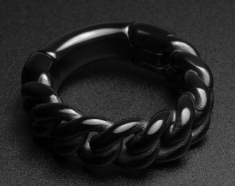 Cuban Link Hoop Black PVD Magnetic Ear Weight | Ear Weight Gauges For Stretched Ears | Mirror Polish | Ear Lobe Hangers ***No TARIFFS!