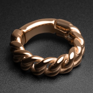 Cuban Link Hoop Rose Gold PVD Magnetic Ear Weight | Ear Weight Gauges For Stretched Ears | Mirror Polish | Ear Lobe Hangers