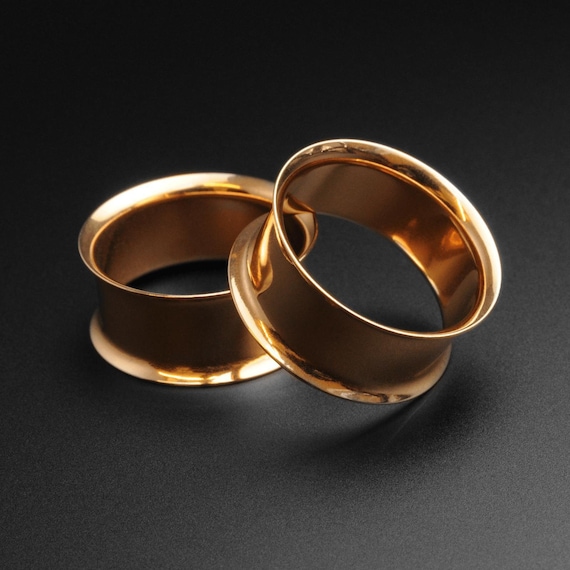 PAIR of Beautiful Rose Gold Plated Double Flare Tunnels/Plugs - Gauges – Lobal Domination