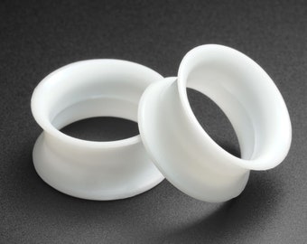 White Silicone Double Flare Tunnel | Silicone Ear Gauges For Stretched Ears | Ear Stretchers | Flesh Tunnels