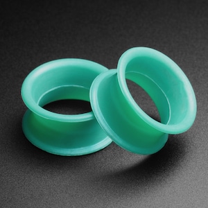 Türkis Perle Silikon Double Flare Tunnel | Silikon Ohr Gauge für gestreckte Ohren | Ohrdehner | Flesh Tunnel
