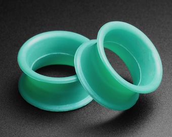 Turquoise Pearl Silicone Double Flare Tunnel | Silicone Ear Gauges For Stretched Ears | Ear Stretchers | Flesh Tunnels