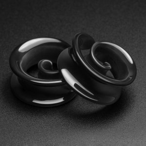 Spiral Black PVD Saddle Ear Weight | 316L Surgical Steel Ear Gauges For Stretched Ears | Ear Stretchers | Flesh Tunnels |  FREE Delivery!