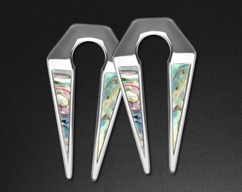 Geometric Keyhole Shell & Surgical Steel Ear Weight | Ear Weight Gauges For Stretched Ears | Mirror Polish | Ear Lobe Hangers