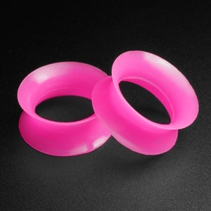 Hot Pink Silicone Double Flare Tunnel | Silicone Ear Gauges For Stretched Ears | Ear Stretchers | Flesh Tunnels