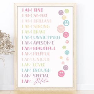 Personalized girls inspirational quote print, Teen girl inspirational quote print, custom art for a girl, teens room decor, Kids affirmation