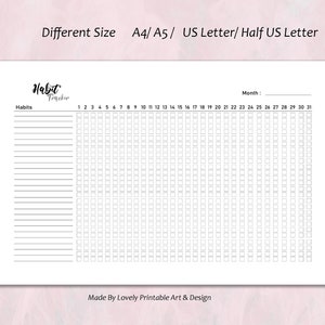 Monthly Habit Tracker Printable, Habit Tracker Template, Routine Tracker, Monthly Habit Challenge, A4/A5/Letter, planner, Instant Download