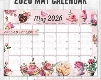 EDITABLE May 2026 Calendar, Mother's Day, Printable Fillable Planner, Kids School Schedule, Mother's Gift, Instant Download