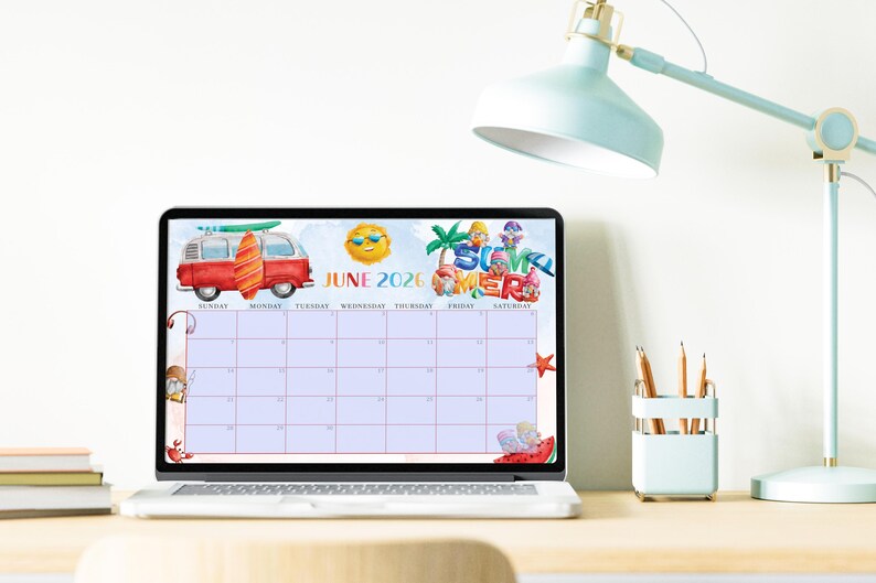 EDITABLE June 2026 Calendar, Watercolor Hello Summer With Gnome and ...