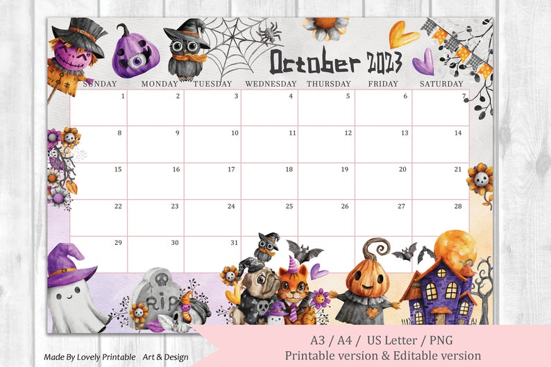 EDITABLE October 2023 Calendar - Il 794xN.4898545784 Acsu 