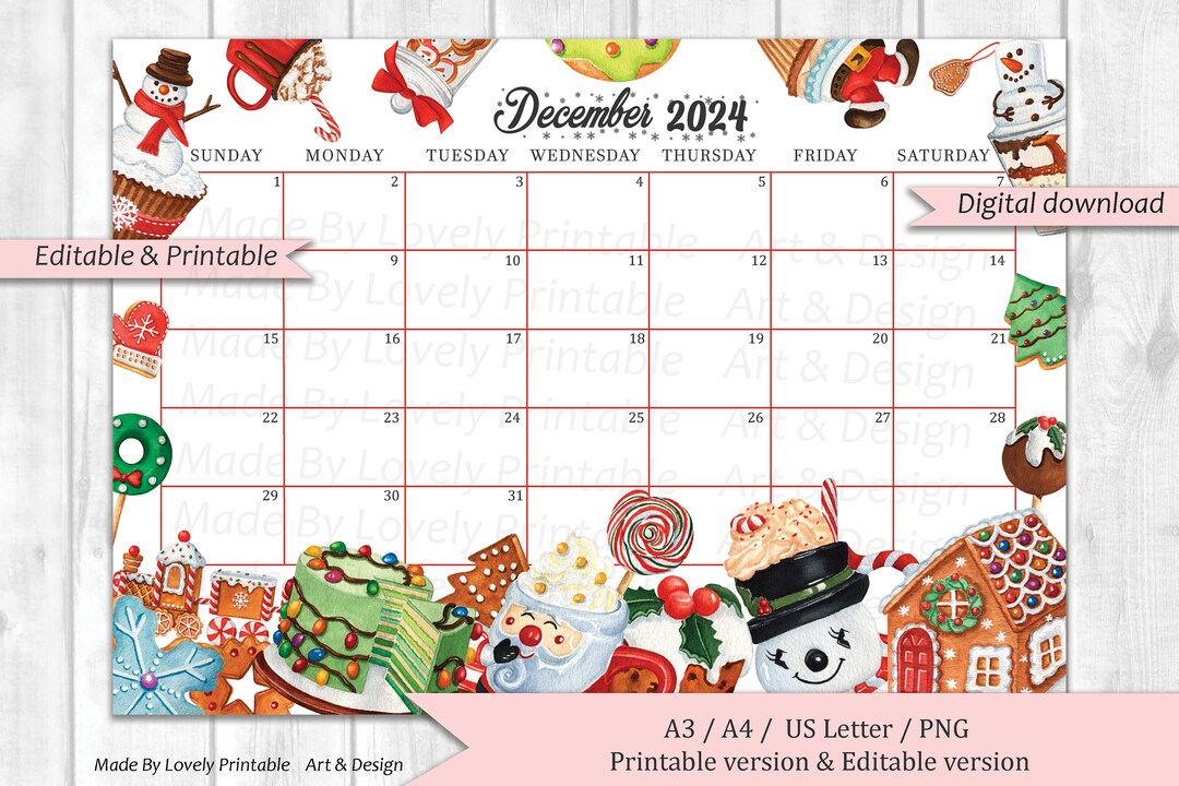 editable-december-2024-calendar-christmas-sweets-drinks-printable-monthly-calendar-christmas-planner-kids-school-schedule-instant-dow-etsy