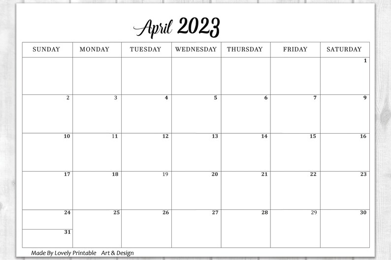 Printable Fillable April Calendar 2023 Planner April 2023 Etsy