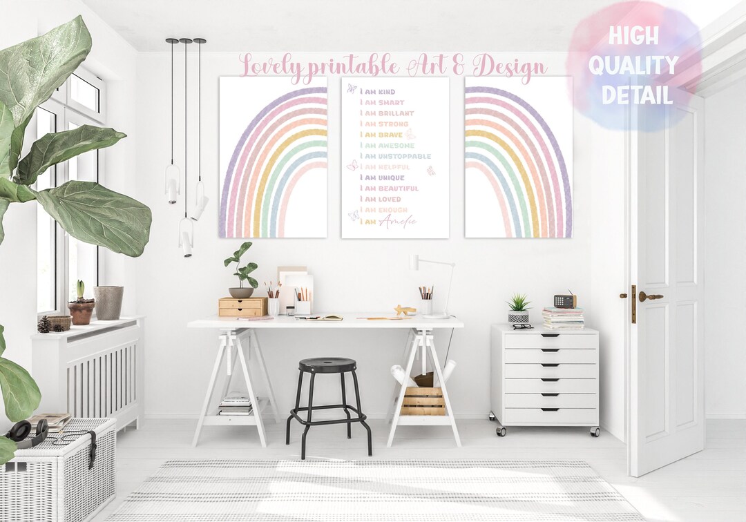 Affirmations for Kids, Rainbow Affirmations Print, I Am Kind Loved