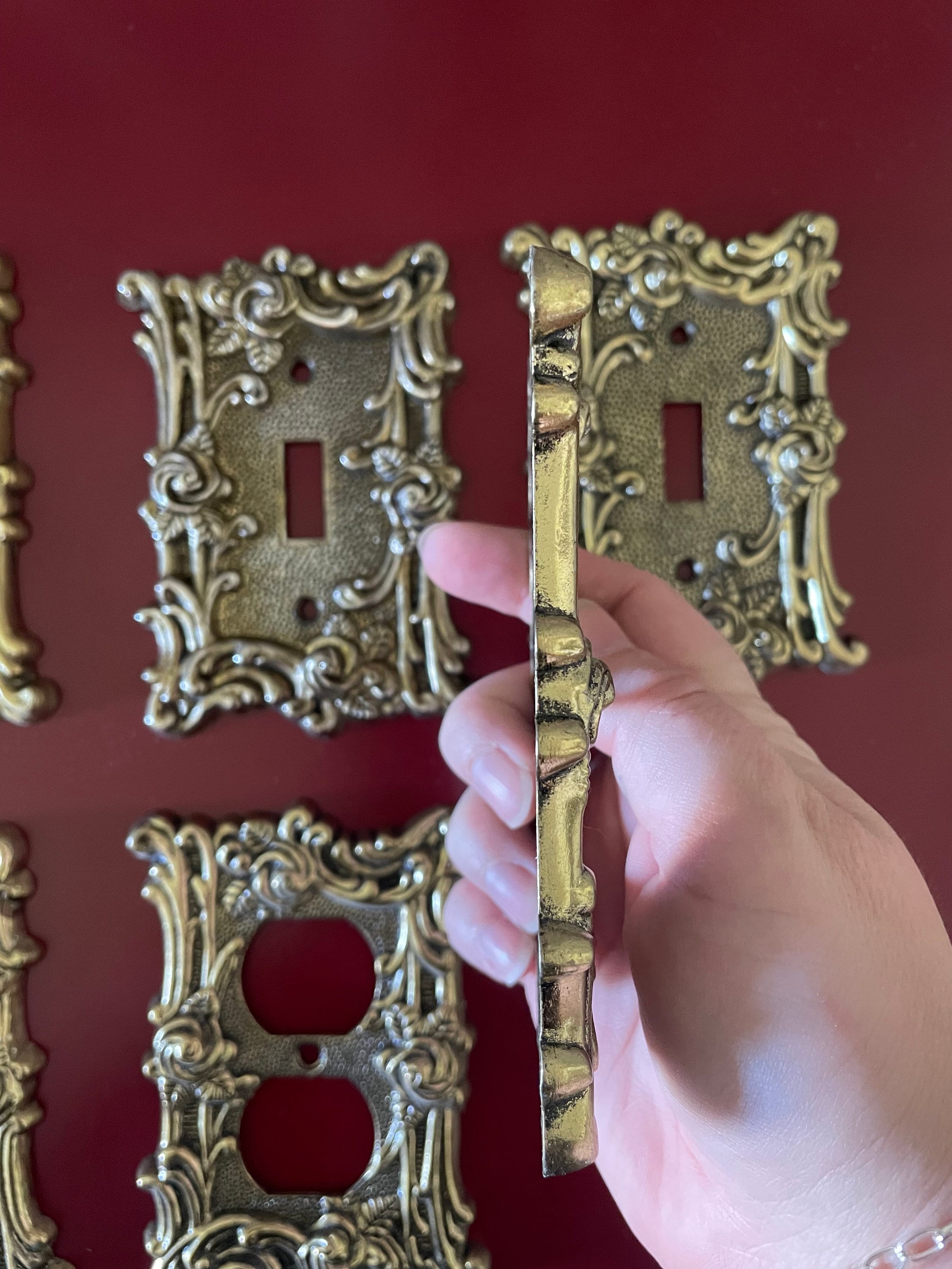 1970s Amertac Vintage Antique Brass Cast Iron Switch Plate and Etsy