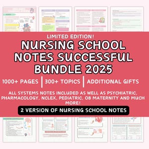 1000+ Comprehensive Nursing School Bundle, Nursing School Notes, Pharmacology, Med Surg & All Improtant Topics