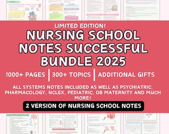 Nursing School Notes Bundle: Med Surg, Pharmacology, NCLEX (Digital Download)