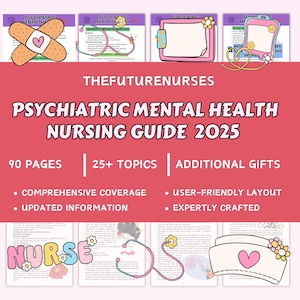 Psychiatric Mental Health Study Guide, Psychiatric Nursing | Mental Health Notes, Digital + Printable, 2025 Edition
