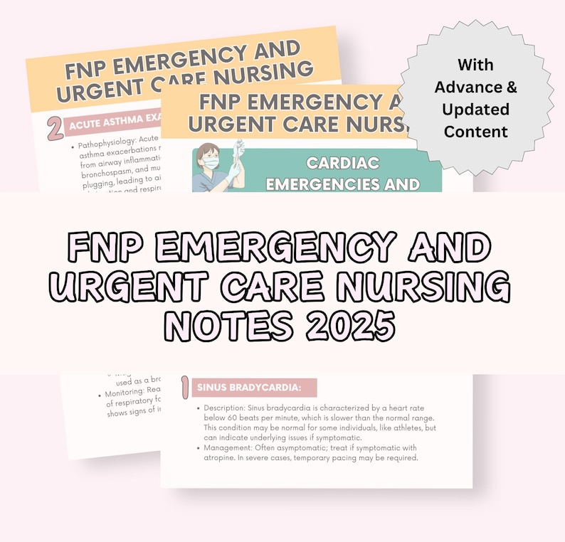 FNP Emergency & Urgent Care Nursing Notes: Study Guide (digital PDF) - Etsy
