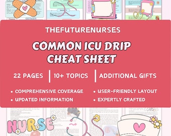 Common ICU Drips Cheat Sheet, 50+ Important Iv Drips, Critical Care Notes,
