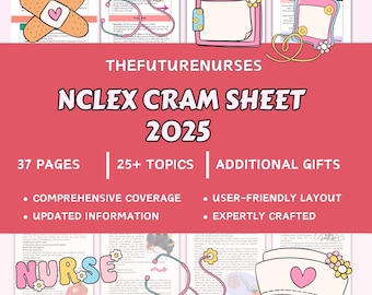 Hoja de estudio NCLEX: Guía de estudio para enfermeras, mnemónicos (descarga digital)