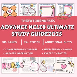 NCLEX-RN 2025 Ultimate Study Guide: Detailed Notes, Practice Questions, Cheat Sheet & More | 106 Pages Nclex Bundle Nclex Rn Study Guide