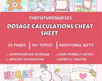 Dosage Calculations Cheat Sheet 20+ Pages, Nursing Study Guide 2025-26 (Digital Downloads)