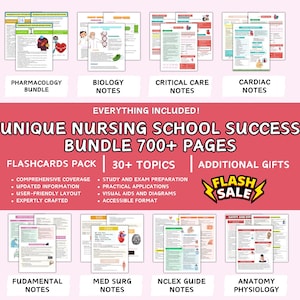 All-in-one Nursing School Notes, Guide for Nursing Students, Fundamentals, MedSurg, Pharmacology, Mother Baby and Pediatrics, 700+ Pages