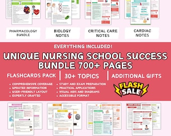 Nursing School Notes Bundle: MedSurg, Pharmacology, NCLEX Guide (Digital Download)