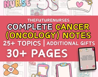 Cancer Nursing School Notes: MedSurg, Pharmacology, Pediatrics (Digital Download)