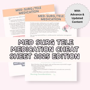 Med-surg Tele Nursing Medication Cheat Sheet: Quick Reference Guide ...