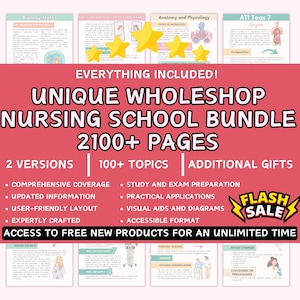 2100+ Comprehensive Nursing School Bundle, Nursing School Notes, Pharmacology, Med Surg & All Improtant Topics