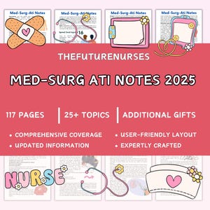 Appunti Med-Surg ATI 115+ pagine: Appunti per la scuola infermieristica, Appunti per infermieristica, Guida allo studio infermieristico, Appunti Med-Surg ATI Appunti medico-chirurgici