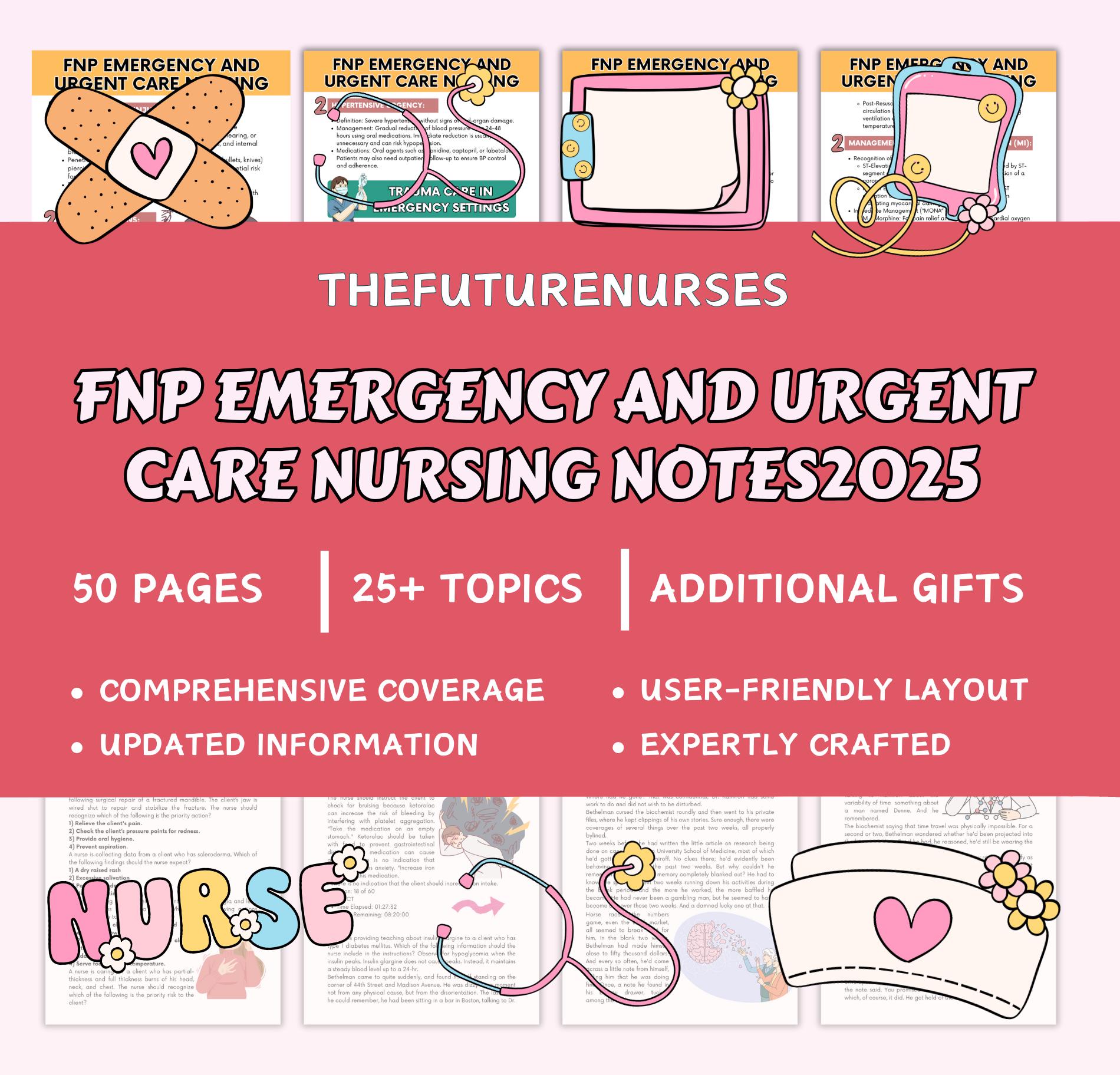 FNP Emergency & Urgent Care Nursing Notes: Study Guide (digital PDF) - Etsy