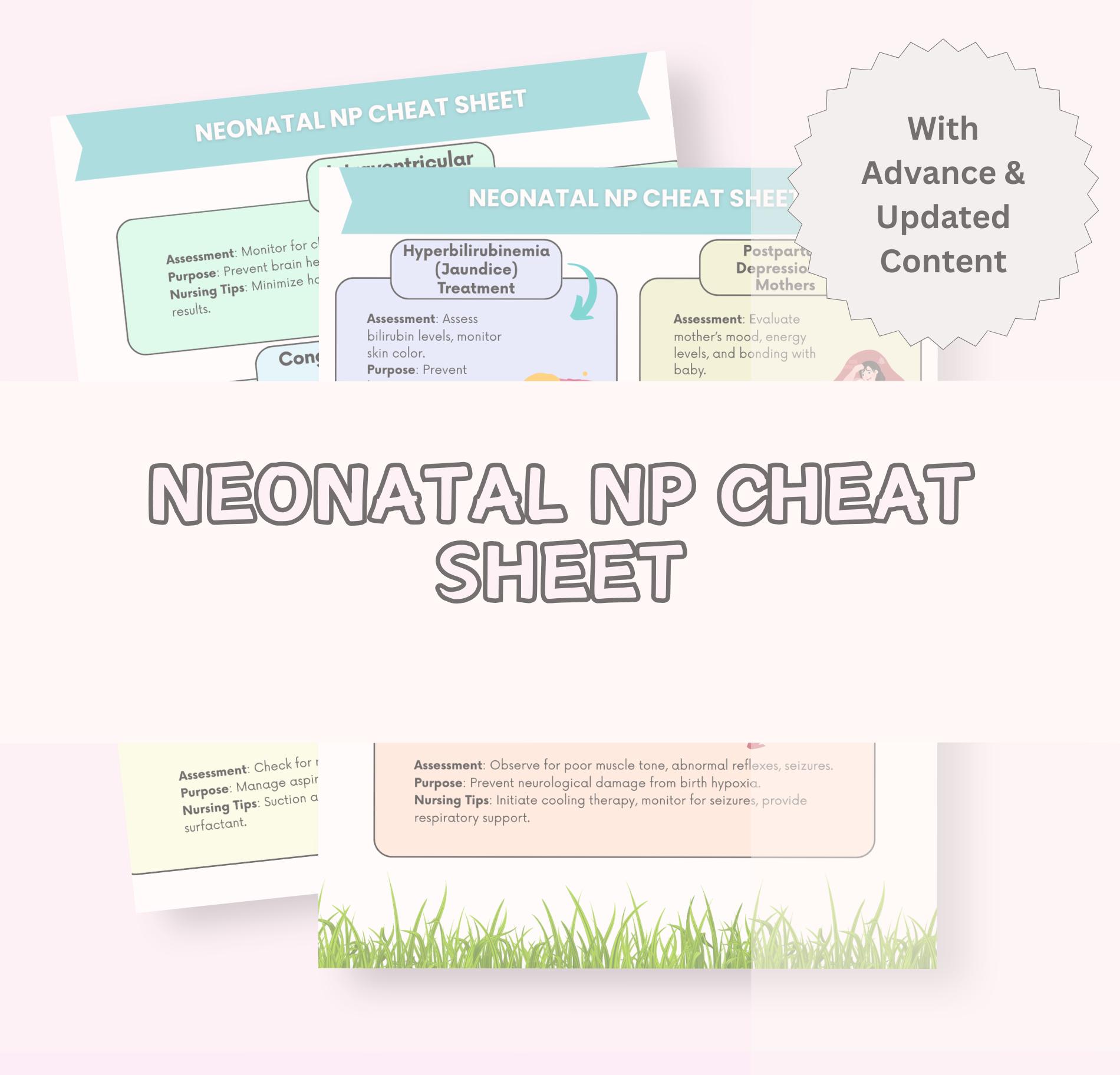 Neonatal NP Cheat Sheet | NICU Nursing Quick Reference Guide | 100 ...