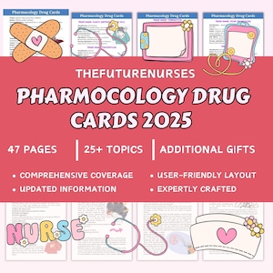 Guía de estudio de farmacología (89 páginas), notas de farmacología, guías de estudio de enfermería, farmacología NCLEX, farmacología ATI, paquete de enfermería