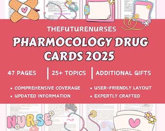 Pacchetto di guide per lo studio di farmacologia, 89 pagine, appunti di farmacologia, guide per lo studio di infermieristica, farmacologia NCLEX, farmacologia ATI, pacchetto di infermieristica