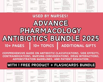 Antibiotics Pharmacology Study Guide: Nursing Med Chart (Digital Download)